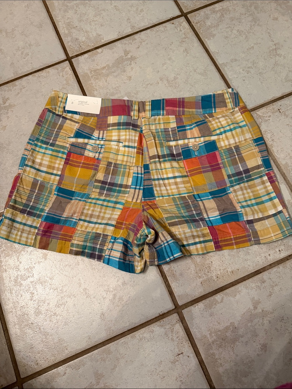 LOFT  Patchwork Plaid Shorts - Yellow, Blue, Pink